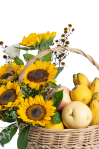 Dawn Sunflower and Fruit Basket